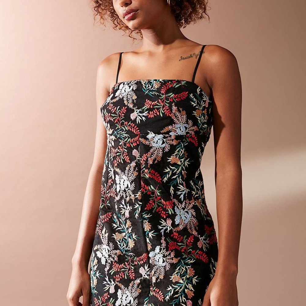 Urban Outfitters Straight Neck Embroidered Dress